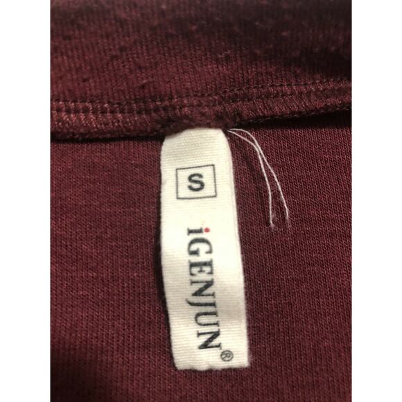 iGENJUN Maroon Long Sleeve Long Sweater dress W/buttons size small S - Picture 3 of 5